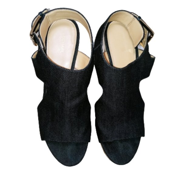 Michael Kors Josephine Wedge Denim 40s9jphs1d - Picture 1 of 7
